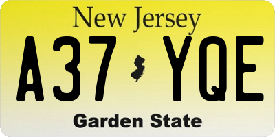 NJ license plate A37YQE