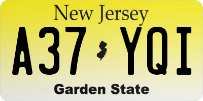 NJ license plate A37YQI