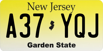 NJ license plate A37YQJ