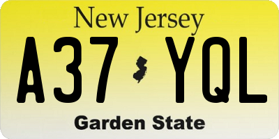 NJ license plate A37YQL