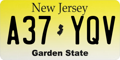 NJ license plate A37YQV