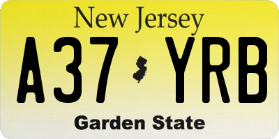 NJ license plate A37YRB