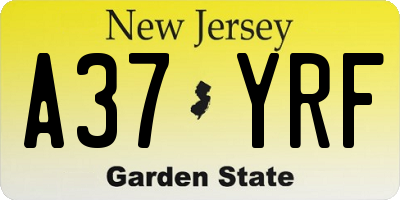 NJ license plate A37YRF