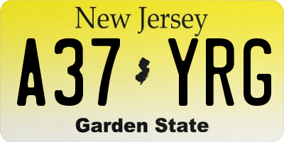 NJ license plate A37YRG