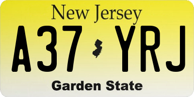 NJ license plate A37YRJ