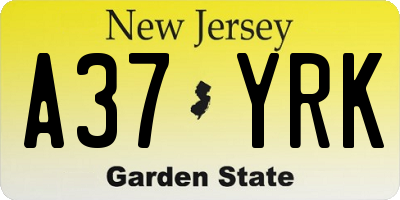 NJ license plate A37YRK