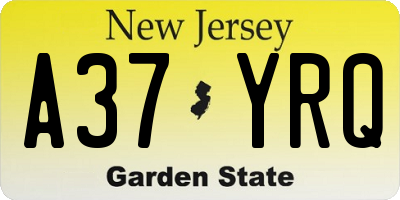 NJ license plate A37YRQ