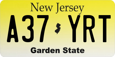 NJ license plate A37YRT