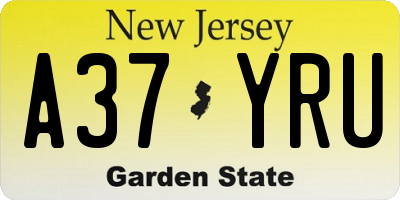 NJ license plate A37YRU