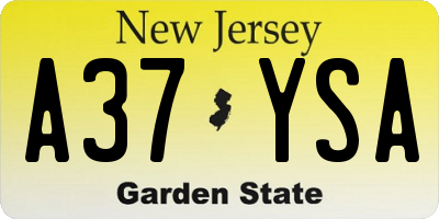 NJ license plate A37YSA
