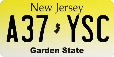 NJ license plate A37YSC