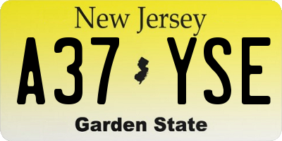 NJ license plate A37YSE