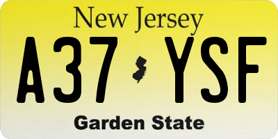 NJ license plate A37YSF