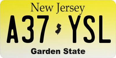NJ license plate A37YSL