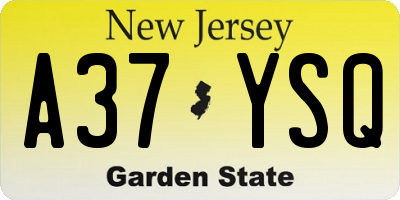 NJ license plate A37YSQ