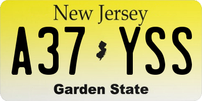 NJ license plate A37YSS
