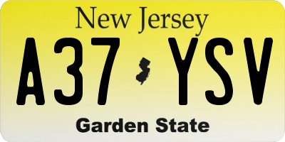 NJ license plate A37YSV