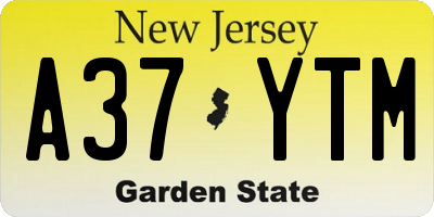 NJ license plate A37YTM