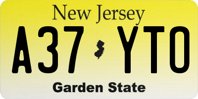 NJ license plate A37YTO