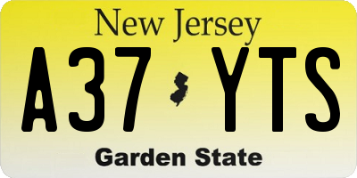 NJ license plate A37YTS
