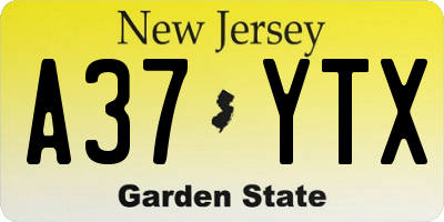 NJ license plate A37YTX