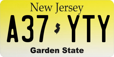 NJ license plate A37YTY