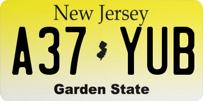NJ license plate A37YUB