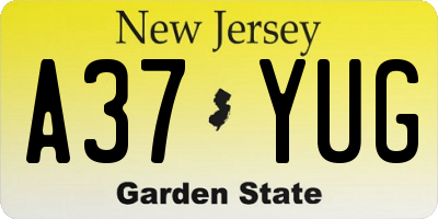 NJ license plate A37YUG