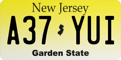 NJ license plate A37YUI