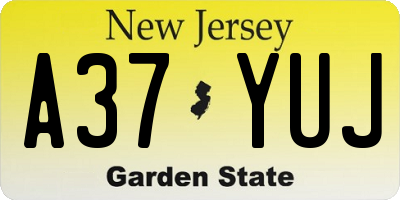 NJ license plate A37YUJ