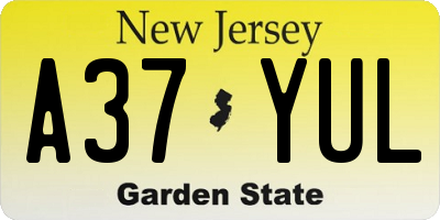 NJ license plate A37YUL