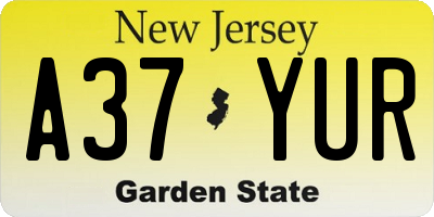 NJ license plate A37YUR