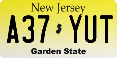 NJ license plate A37YUT