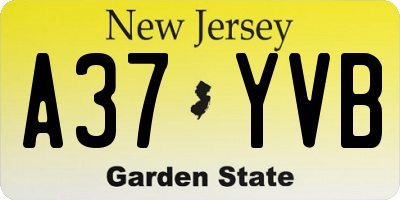 NJ license plate A37YVB