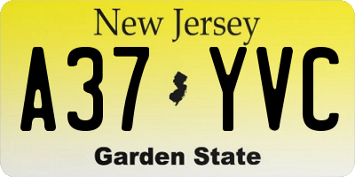NJ license plate A37YVC
