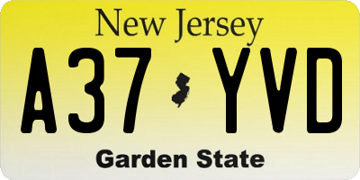 NJ license plate A37YVD
