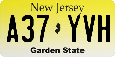 NJ license plate A37YVH