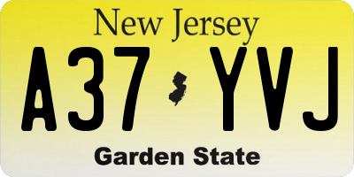 NJ license plate A37YVJ