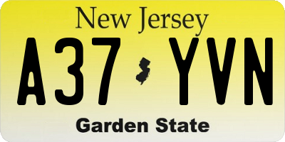 NJ license plate A37YVN