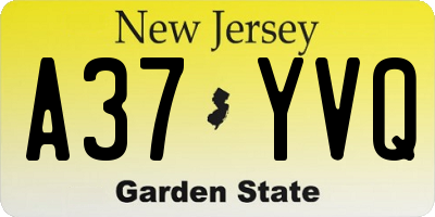 NJ license plate A37YVQ