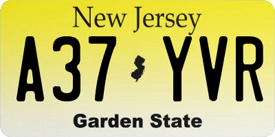 NJ license plate A37YVR