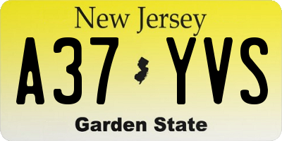 NJ license plate A37YVS