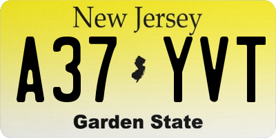 NJ license plate A37YVT