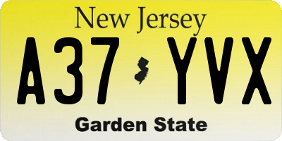 NJ license plate A37YVX