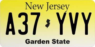 NJ license plate A37YVY