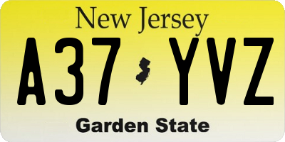 NJ license plate A37YVZ