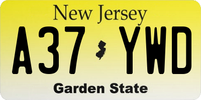 NJ license plate A37YWD