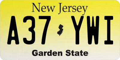 NJ license plate A37YWI