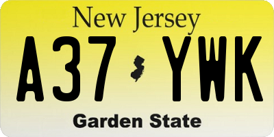 NJ license plate A37YWK