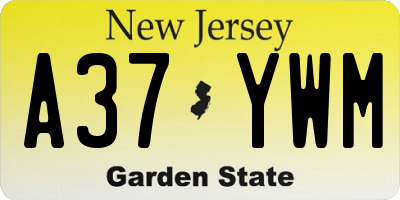 NJ license plate A37YWM